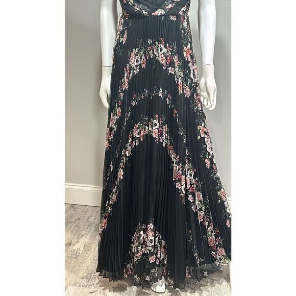 Marchesa Notte Pleated Floral Print Chiffon Dress Size 6 *** no belt - Picture 4 of 10
